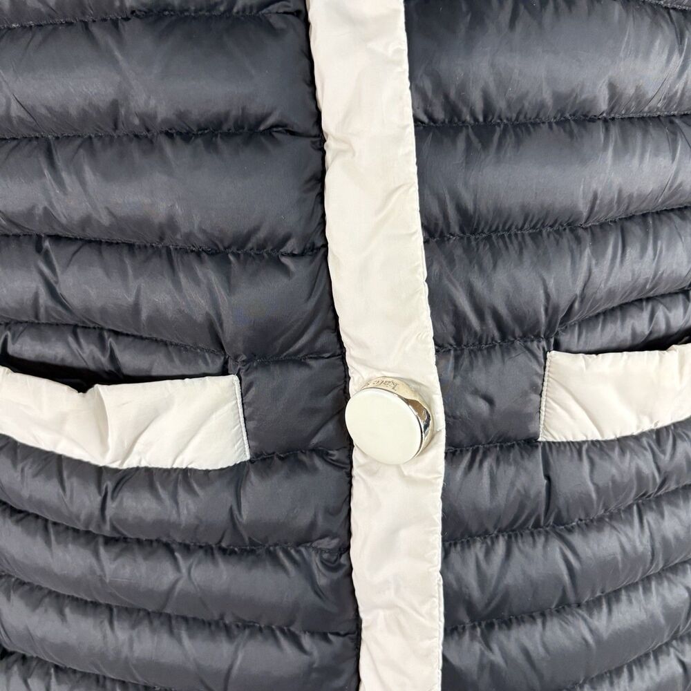 Kate Spade New York Quilted Puffer Jacket Ivory Black Trim Pearl Buttons XSMALL - Picture 4 of 14
